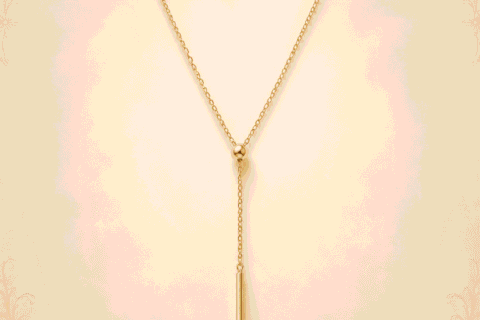 Sleek Gold Lariat Necklace